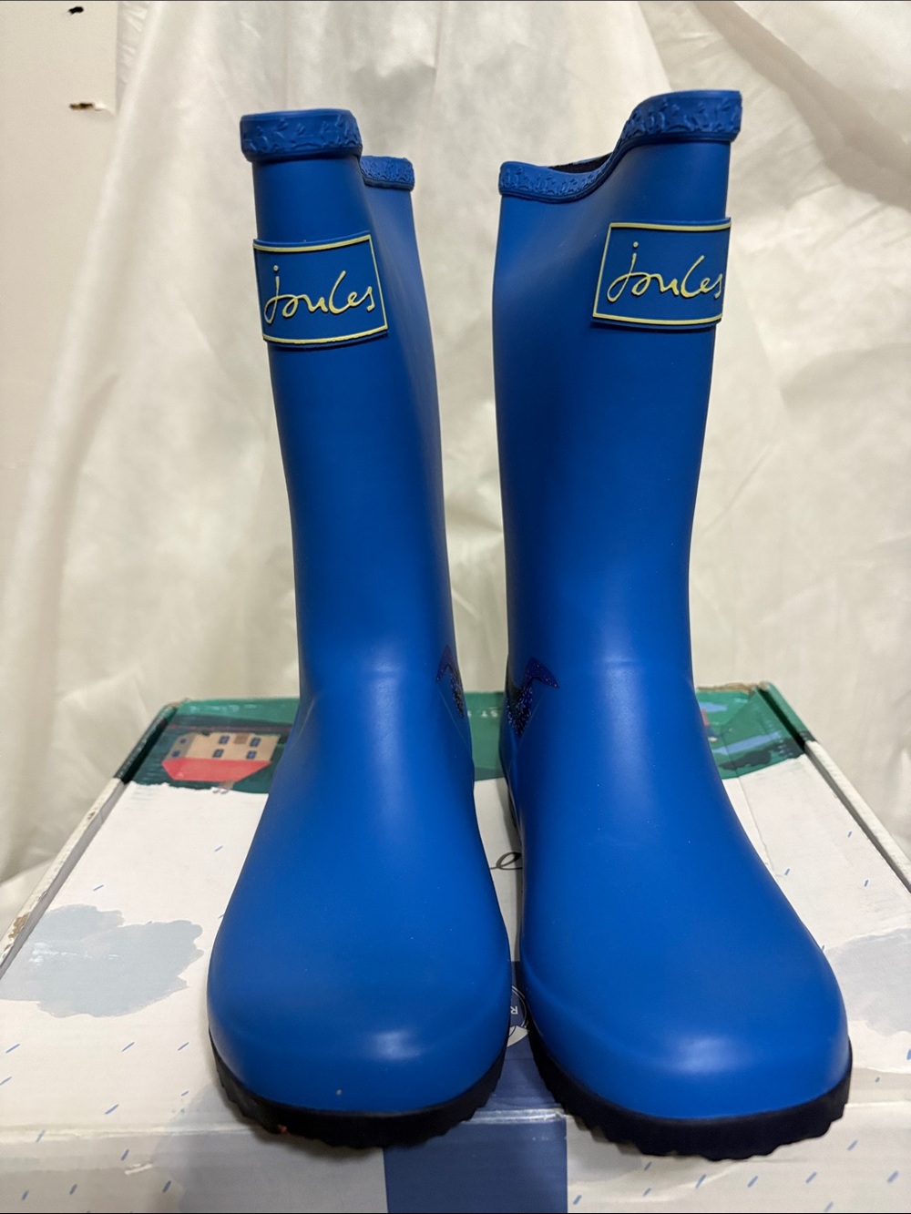Joules Kids Bright Blue Rain Boots size US 3 NWT